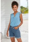 Lascana Women's Cuffed Denim Shorts In Blue