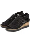 Lascana Women's Cut Out Wedge Sandals In Black