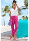 Lascana Women's Drawstring Tapered Pants In Pink