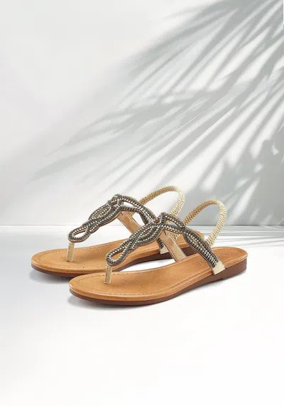 Lascana Women's Embellished Beaded Sandals In White