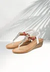 Lascana Women's Embellished Braided Wedge Sandals In Multi