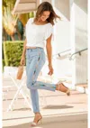 Lascana Women's Embroidered Side Trim Jeans In Blue