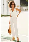 Lascana Women's Embroidered Straight Leg Jeans In White