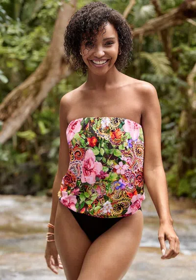 Lascana Women's Floral Bandeau Tankini Top In Multi
