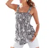 Lascana Women's Floral Smocked Top In Grey
