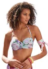 Lascana Women's Floral Textured Bandeau Bikini Top In Multi