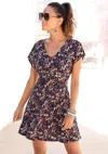 Lascana Women's Floral V-neck Dress In Multi