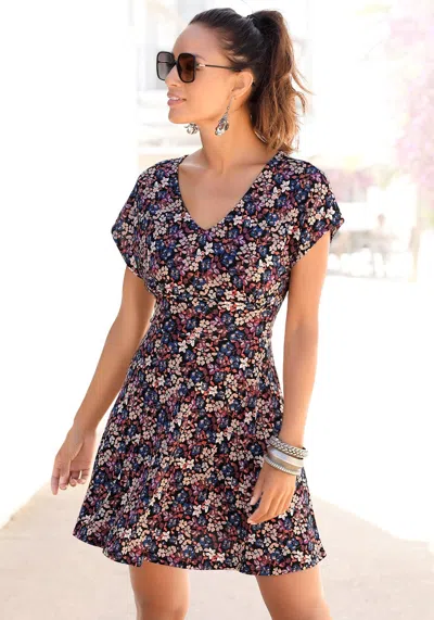 Lascana Women's Floral V-neck Dress In Multi