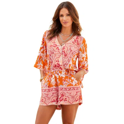 Lascana Women's Floral Wrap Look Romper In Multi