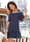 Lascana Women's Flounce Hem Dress In Blue