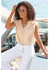 Lascana Women's Flutter Sleeve V-neck Blouse In Yellow