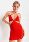 Lascana Women's Halter Neck Cut Out Dress In Red