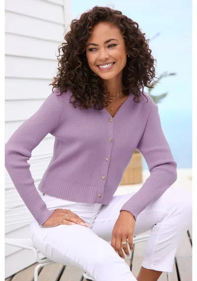 Lascana Women's Heart Button Cardigan In Purple
