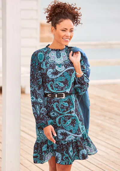 Lascana Women's High Neck Paisley Dress In Multi