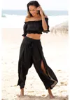 Lascana Women's High Slit Wide Leg Pants In Black