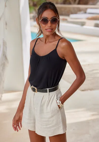 Lascana Women's High Waisted Tailored Shorts In Black