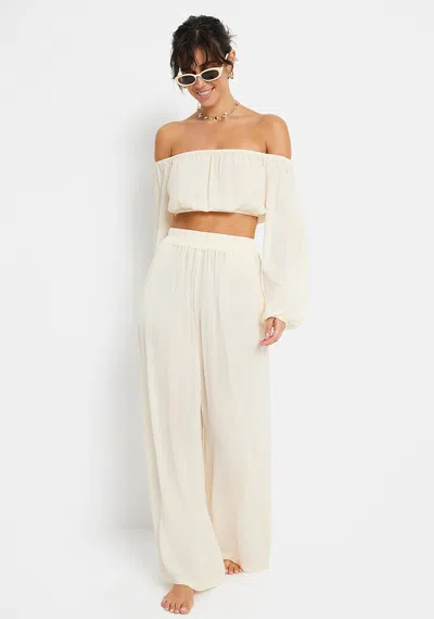Lascana Women's High Waisted Wide Leg Pants In White