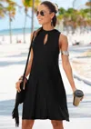 Lascana Women's Keyhole Flowy Dress In Black