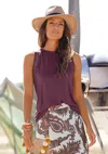 Lascana Women's Lace Back Sleeveless Top In Purple