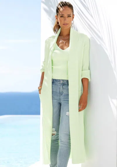 Lascana Women's Long Knit Cardigan In Green