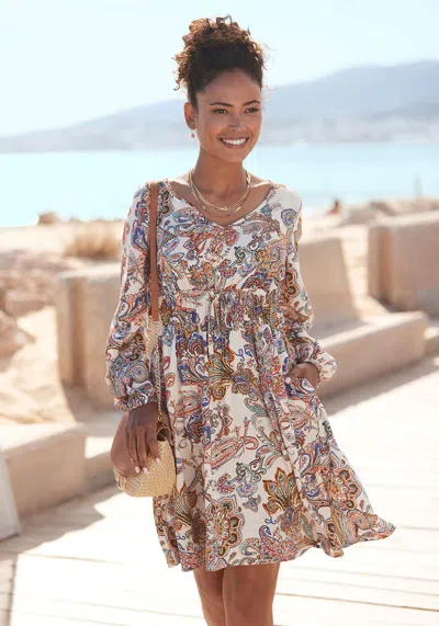 Lascana Women's Long Sleeve Paisley Dress In Multi