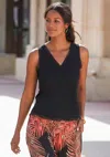 Lascana Women's Mesh V-neckline Top In Black