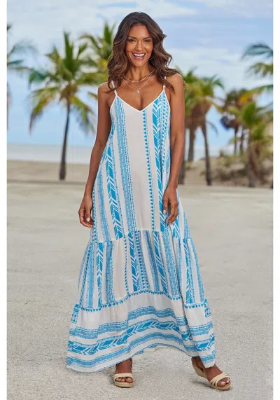 Lascana Women's Multi Print Maxi Dress In Blue