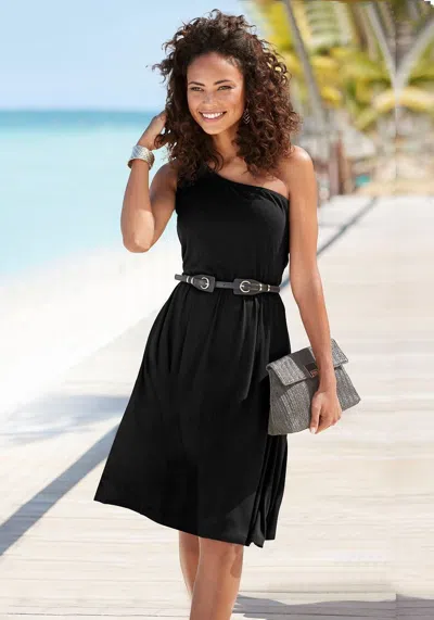 Lascana Women's One Shoulder Dress In Black