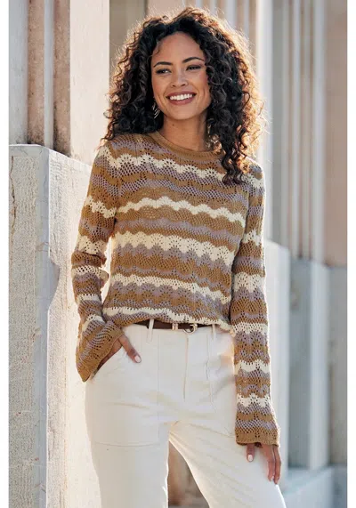 Lascana Women's Open Knit Wavy Stripe Sweater