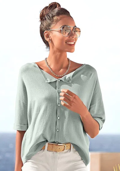 Lascana Women's Oversized Reversible Sweater In Green