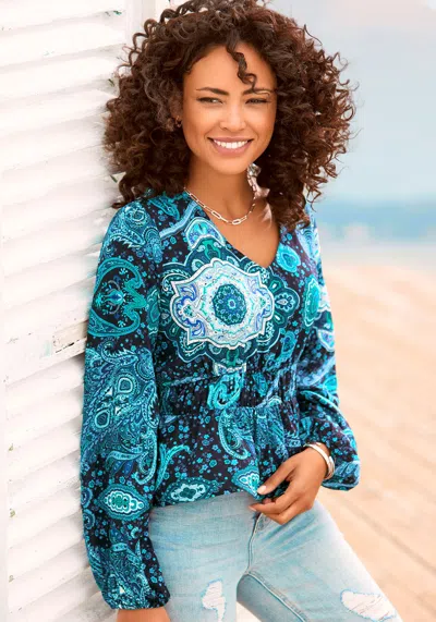 Lascana Women's Paisley Print Long Sleeve Blouse In Multi