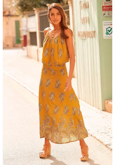 Lascana Women's Paisley Print Maxi Dress In Yellow