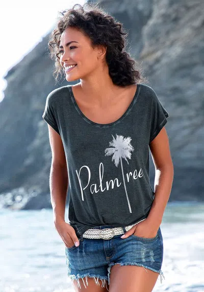 Lascana Women's Palm Tree Print Top In Multi
