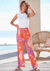 Lascana Women's Patterned High Waisted Pants In Orange