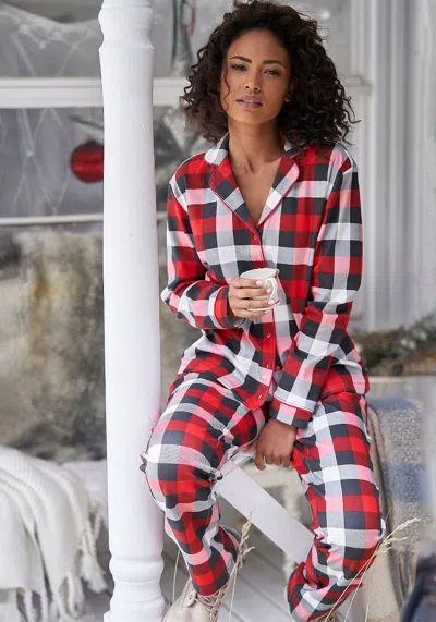 Lascana Women's Plaid Button Down Long Sleeve Shirt In Red
