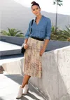 Lascana Women's Pleated Boho Midi Skirt