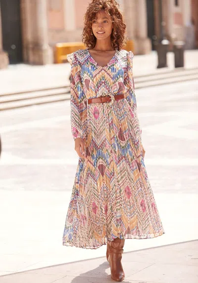 Lascana Women's Pleated Maxi Dress In Multi