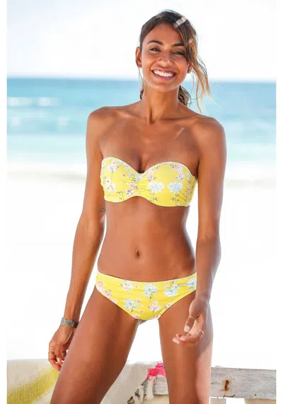 Lascana Women's Print Classic Bikini Bottom In Yellow