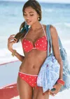 Lascana Women's Print Classic Bikini Swim Bottom, Red & White, 10