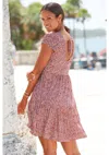 Lascana Women's Printed Back Cut Out Dress In Pink