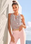 Lascana Women's Printed Keyhole Neckline Top In Multi