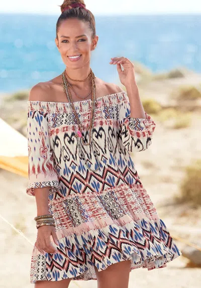 Lascana Women's Printed Off Shoulder Dress In Multi