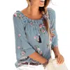 Lascana Women's Printed Off Shoulder Top In Blue