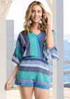 Lascana Women's Printed V-neck Romper In Green