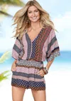 Lascana Women's Printed V-neck Romper In Multi