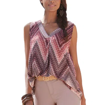 Lascana Women's Printed V-neck Tank Top In Multi