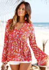 Lascana Women's Retro Print Blouse In Pink