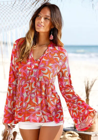 Lascana Women's Retro Print Blouse In Pink
