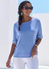 Lascana Women's Roll Cuff Top In Blue