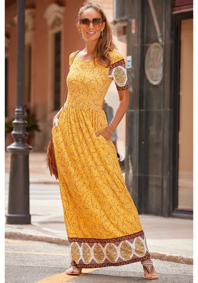 Lascana Women's Scoop Neck Maxi Dress In Yellow